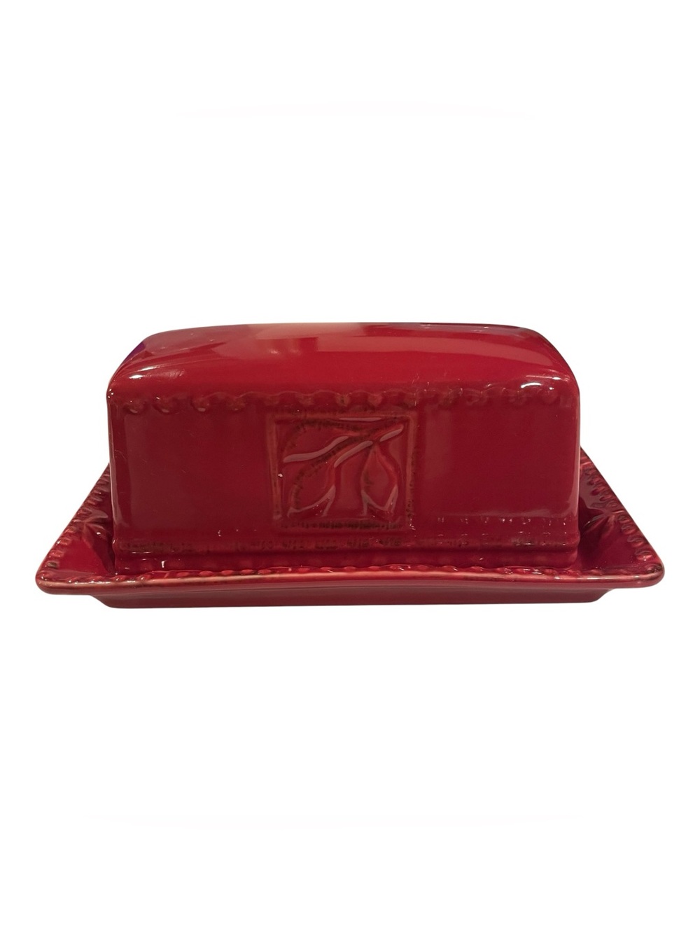 Signature Sorrento Debby Segura  Butter Dish Brick Red Farmhouse Cottage